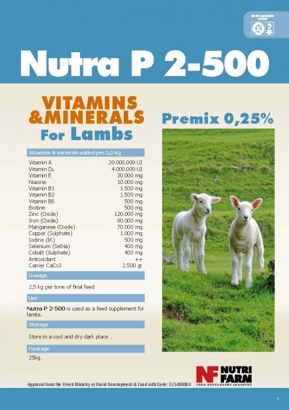 Nutra P 2-500 Premix for Lambs